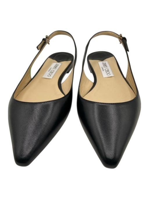 Jimmy Choo Shoe Size 38.5 Black Leather Pointed Toe Slingback Flats Black / 38.5
