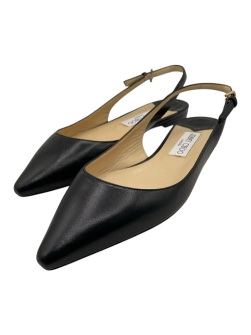 Jimmy Choo Shoe Size 38.5 Black Leather Pointed Toe Slingback Flats Black / 38.5