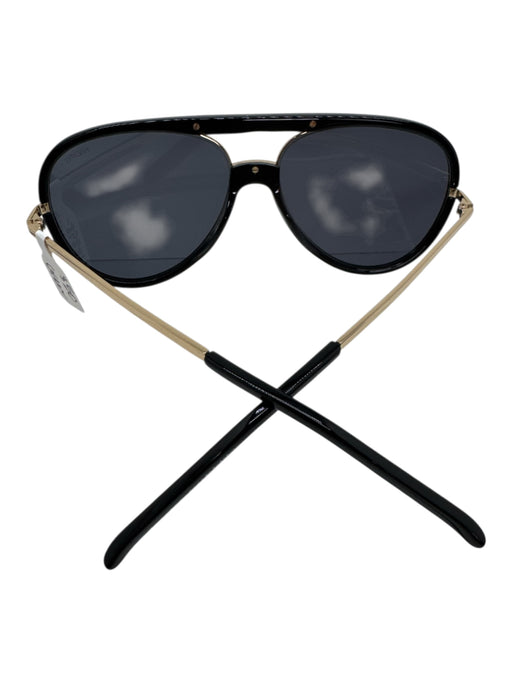 Freyrs Black Acetate & Metal Aviator Gold Accent Sunglasses Black