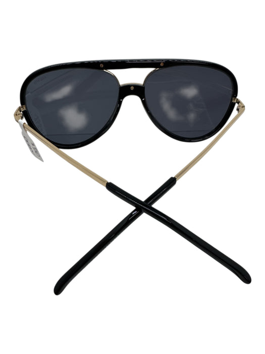 Freyrs Black Acetate & Metal Aviator Gold Accent Sunglasses Black