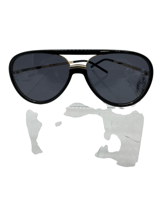 Freyrs Black Acetate & Metal Aviator Gold Accent Sunglasses Black