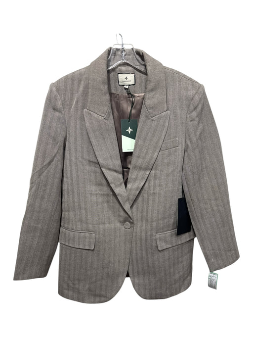 Tuckernuck Size M Taupe Gray Polyester Blend Herringbone One Button Jacket Taupe Gray / M