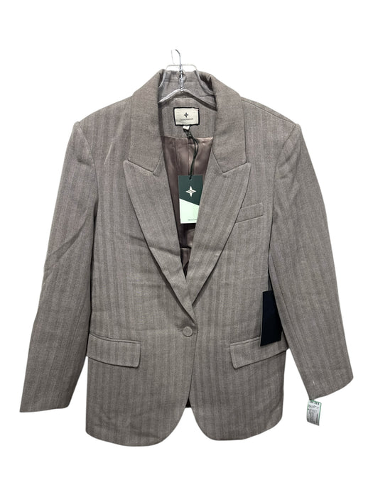 Tuckernuck Size M Taupe Gray Polyester Blend Herringbone One Button Jacket Taupe Gray / M