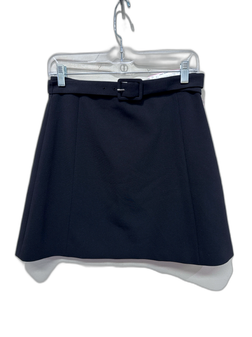 Theory Size 4 Black Polyester Blend Crepe Belted Flare Mini Skirt Black / 4