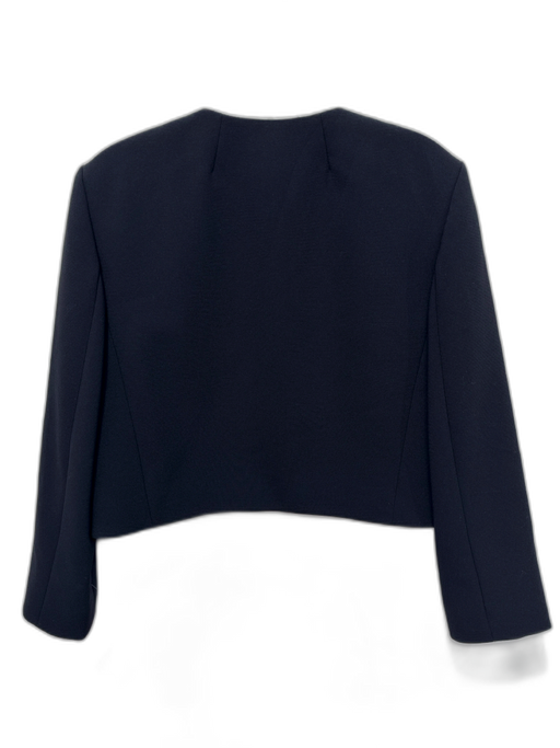 Theory Size 6 Black Polyester Blend Crepe Open Front Cropped Jacket Black / 6