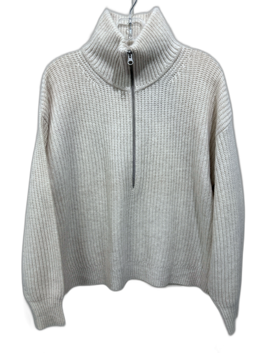 Everlane Size M Oatmeal Wool Knit Quarter Zip Mock Neck Long Sleeve Sweater Oatmeal / M