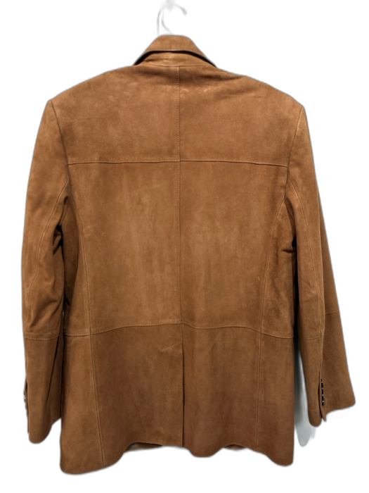 MNG Size S Brown Suede 2 Buttons Front Pockets Shoulder Pads Blazer Jacket Brown / S