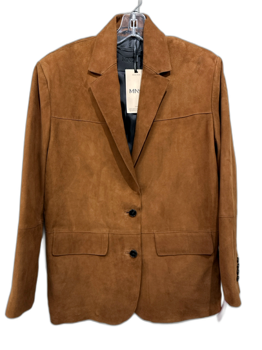 MNG Size S Brown Suede 2 Buttons Front Pockets Shoulder Pads Blazer Jacket Brown / S