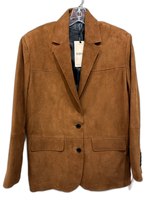 MNG Size S Brown Suede 2 Buttons Front Pockets Shoulder Pads Blazer Jacket Brown / S