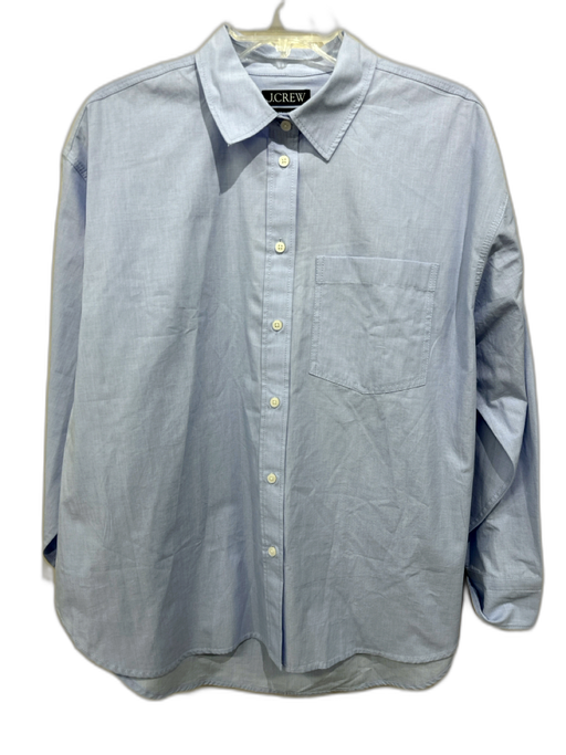 J Crew Size S Blue Cotton Breast Pocket Button Up Long Sleeve Top Blue / S