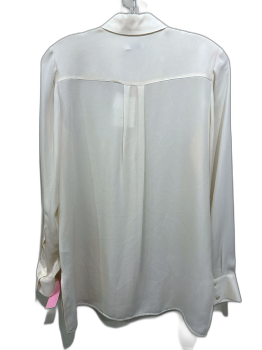 Vince Size 6 Ivory Silk Semi Sheer Button Up Long Sleeve Top Ivory / 6