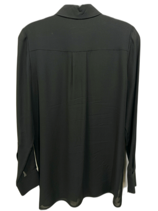 Vince Size 6 Black Silk Semi Sheer Button Down Long Sleeve Top Black / 6