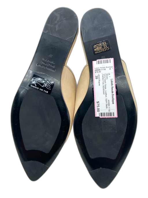 Jenni Kayne Shoe Size 39 Beige Leather Open Back Pointed Toe Mules Beige / 39