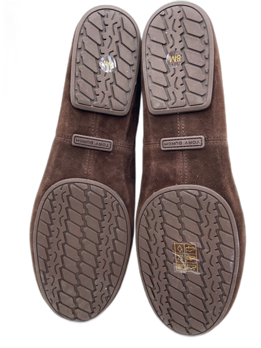Tory Burch Shoe Size 8 Brown Suede Logo Emblem Round Toe Flats Brown / 8