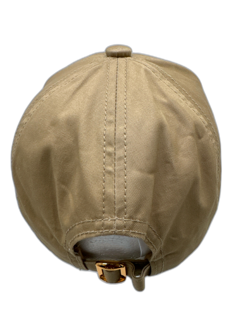 Celine Beige & White Cotton Embroidered Logo Hat Beige & White / One Size