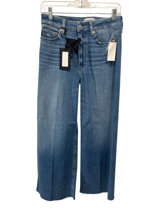 Paige Size 27 Med Light Wash Cotton Denim High Rise Whiskering Wide Leg Jeans Med Light Wash / 27