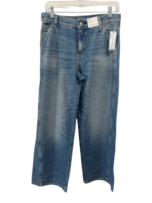 J. Crew Size 27P Med Light Wash Cotton Denim Whiskering Zip & Button Jeans Med Light Wash / 27P