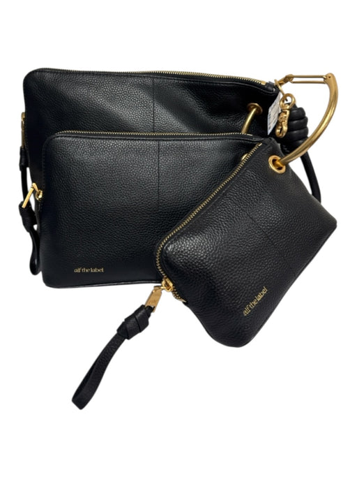 Alf the label Size Large Black Faux Leather Gold hardware Clutch Jeans Black / Large