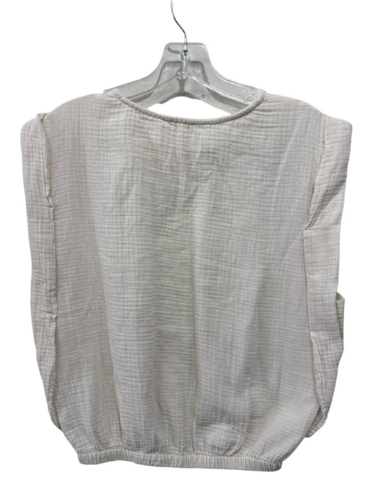 Sundays Size M White Cotton Seersucker Elastic Waist Sleeveless Top White / M