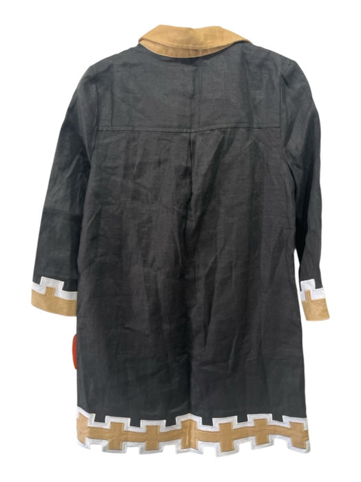 Tuckernuck Size XS Black, White, Beige Linen Long Sleeve Collar 1/2 Button Dress Black, White, Beige / XS