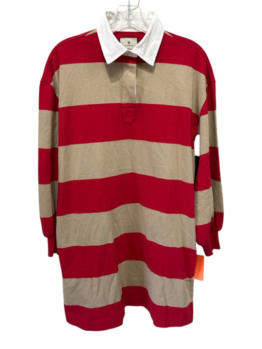 Tuckernuck Size S Beige, Red, White Cotton Stripe Collar Rugby Stripe Dress Beige, Red, White / S