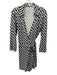 Diane Von Furstenberg Size 8 Black & White Silk Long Sleeve Wrap Romper Black & White / 8
