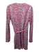 Diane Von Furstenberg Size 8 Blue & Red Silk Long Sleeve All Over Print Romper Blue & Red / 8