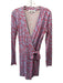 Diane Von Furstenberg Size 8 Blue & Red Silk Long Sleeve All Over Print Romper Blue & Red / 8
