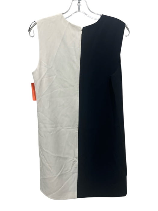 Theory Size 6 White & Black Triacetate & Polyester Color Block Cap Sleeve Dress White & Black / 6