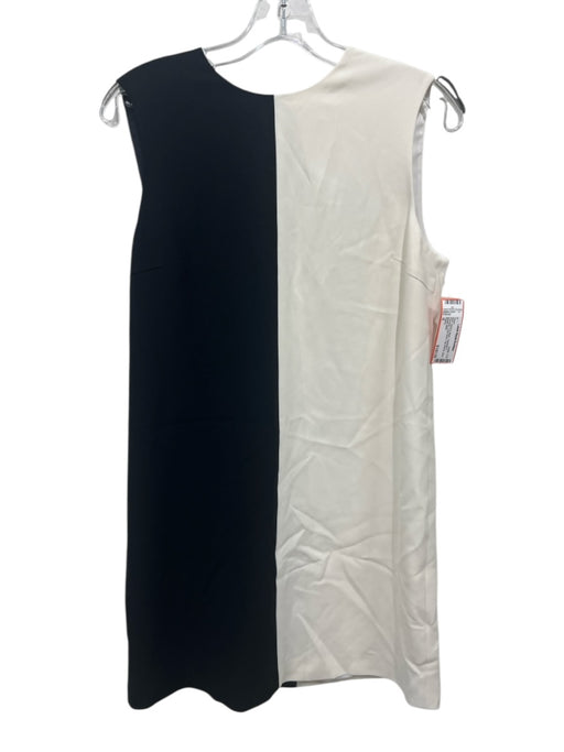 Theory Size 6 White & Black Triacetate & Polyester Color Block Cap Sleeve Dress White & Black / 6