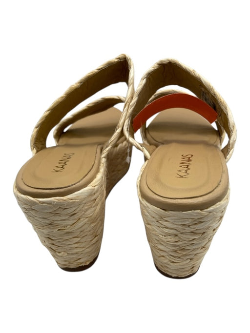 Kaanas Shoe Size 8 Beige Straw 2 Strap Mule Platform Wedge Sandals Beige / 8