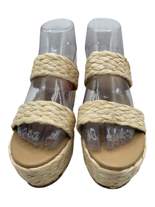 Kaanas Shoe Size 8 Beige Straw 2 Strap Mule Platform Wedge Sandals Beige / 8