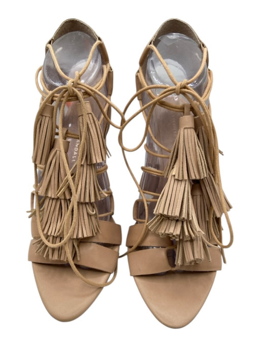 Loeffler Randall Shoe Size 8.5 Nude Beige Leather Tassels Strappy Sandals Nude Beige / 8.5