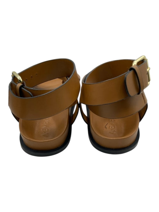 A.Emery Shoe Size 38 Tan Leather Criss Cross Gold Buckle Ankle Strap Sandals Tan / 38