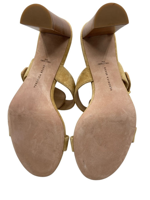 Veronica Beard Shoe Size 8 Light Yellow Suede Gold Buckle 2 Strap Mule Sandals Light Yellow / 8