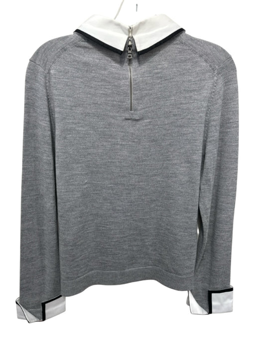 Alice + Olivia Size L Gray, white & black Wool & Cotton Knit Detachable Sweater Gray, white & black / L