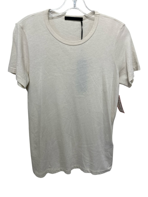 Jenni Kayne Size M Cream Cotton Short Sleeve Crew Neck Light Weight T Shirt Top Cream / M