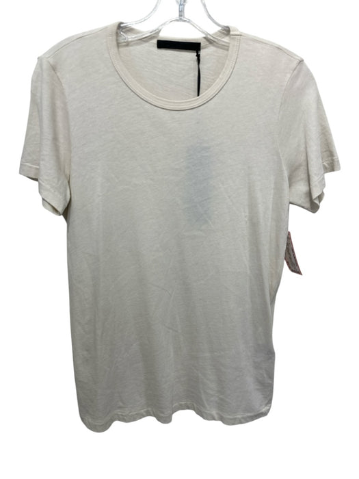 Jenni Kayne Size M Cream Cotton Short Sleeve Crew Neck Light Weight T Shirt Top Cream / M