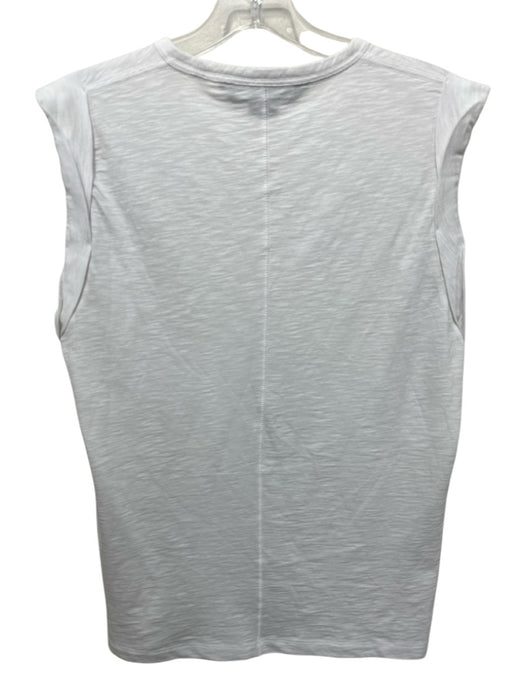 Veronica Beard Jeans Size 8 White Cotton Folded Cap Sleeve Heathered Top White / 8