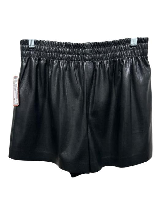 Alice + Olivia Size M Black Faux Leather Elastic Waist Pockets boxer Shorts Black / M