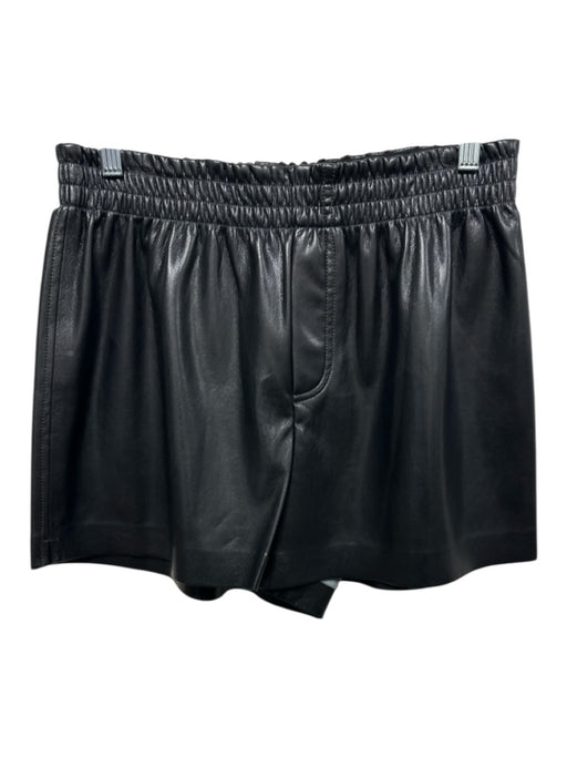 Alice + Olivia Size M Black Faux Leather Elastic Waist Pockets boxer Shorts Black / M