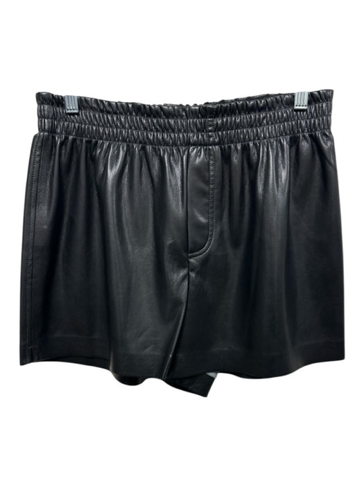 Alice + Olivia Size M Black Faux Leather Elastic Waist Pockets boxer Shorts Black / M