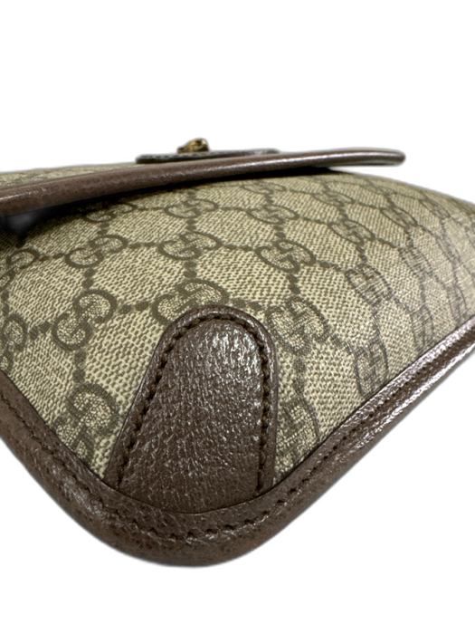 Gucci Brown, Red, Green Coated Canvas Leather trim Monogram Tiger belt Bag Brown, Red, Green / S