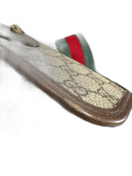 Gucci Brown, Red, Green Coated Canvas Leather trim Monogram Tiger belt Bag Brown, Red, Green / S