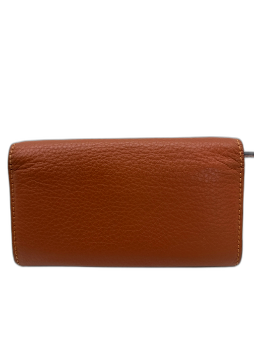 Chloe Cognac Brown Pebbled Leather Gold Tone Hardware Contrast Stitch Wallets Cognac Brown