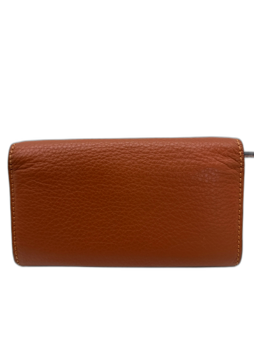 Chloe Cognac Brown Pebbled Leather Gold Tone Hardware Contrast Stitch Wallets Cognac Brown