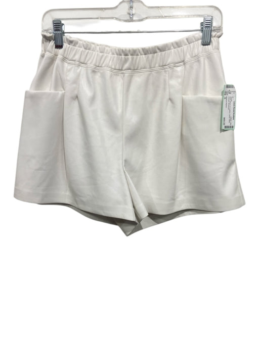 Melissa Nepton Size S White PU Leather Elastic Waist Pockets Shorts White / S