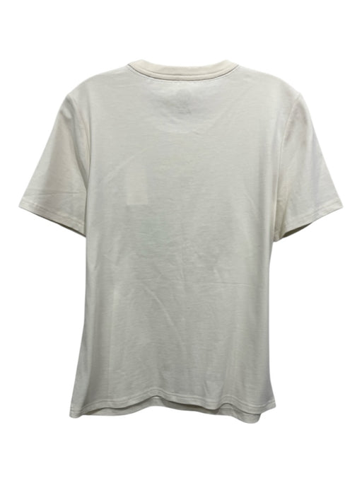 Tory Burch Size M Ivory, Red, Blue Cotton beaded design Logo Short Sleeve Top Ivory, Red, Blue / M