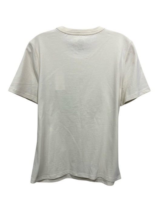 Tory Burch Size M Ivory, Red, Blue Cotton beaded design Logo Short Sleeve Top Ivory, Red, Blue / M