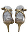J Crew Shoe Size 8 Gold Leather Ankle Strap Criss Cross Almond Toe Sandals Gold / 8